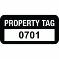 Lustre-Cal Property ID Label PROPERTY TAG Polyester Black 1.50in x 0.75in  Serialized 0701-0800, 100PK 253772Pe1K0701
